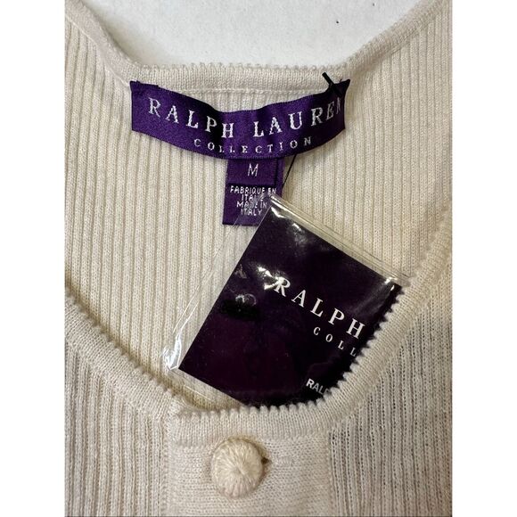 Ralph Lauren Purple Label Ivory Cashmere Linen Silk Knit Dress Size M, NWT - Picture 3 of 9